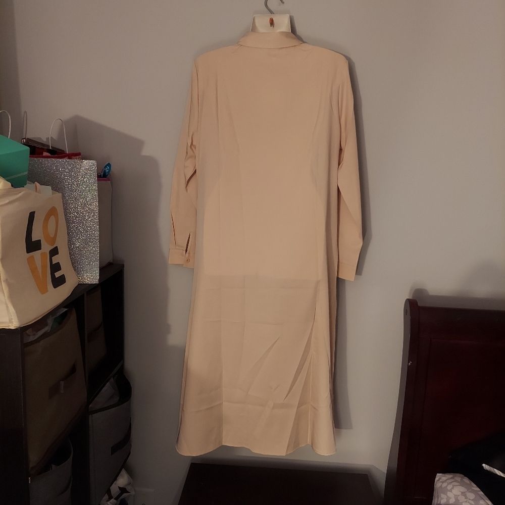 Puff-Sleeve Buckled Midi A-Line Dress - Picture 8 of 10